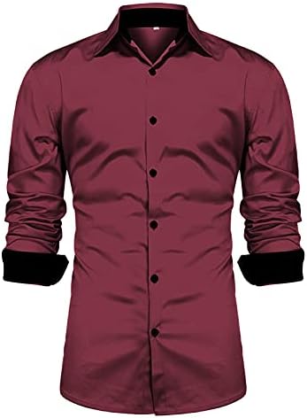 Xxbr camisetas casuais de negócios para homens, 2021 Men's Fall Roltar Collar Business Style Loose Color Solid Color Tops Men's Clothing Camisetas Tanques Tops Polos Henleys Camisas casuais de botão casual