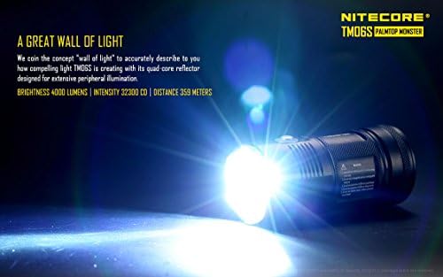 NITECORE TM06S 393 jardas 4000 lúmen lanterna com 4 x baterias recarregáveis, carregador inteligente de quatro canais de quatro canais