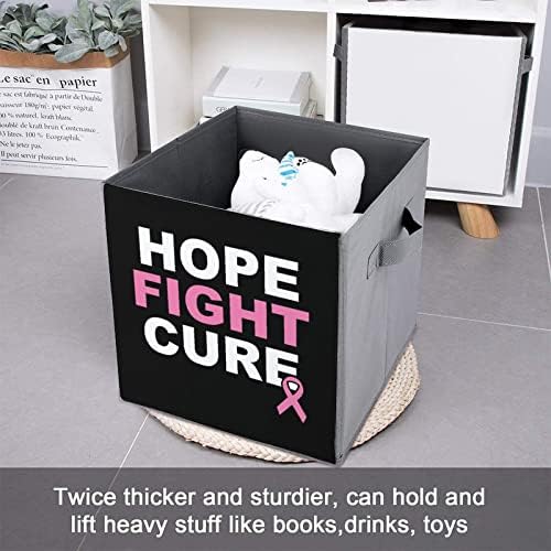Pink Hope Fight Cancer de mama Bincos colapsáveis ​​Cubos Organizer Organizer Fabric Caixas de armazenamento insere gavetas de cubo 11 polegadas