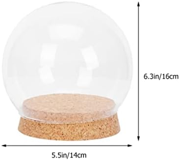 Nuobesty 2 sets jarra de sino cloche de vidro com base de madeira redonda redonda clara capa de tampa de tampa de mesa