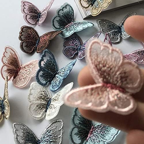 Vovolo Crafts Lace Butterfly Ploth Borderyer Patch Costure em poliéster DIY Patch, 10 cores, 20 peças