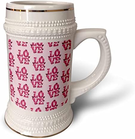 3drose block letra rosa amor e corações Padrão - 22oz de caneca de Stein