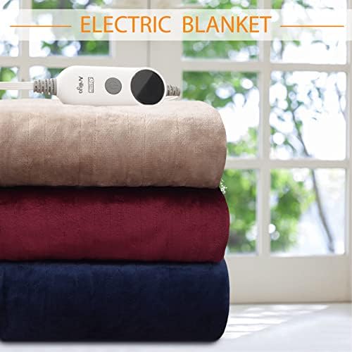 Cobertores elétricos em tamanho real com 6 níveis de aquecimento e 9 horas de cobertor de aquecimento macio com uma