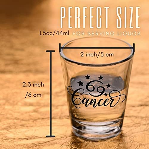 Cancer Zodiac Gifts Shot Shot Glass Conjunto de 2, presentes de aniversário exclusivos para mulheres, homens, amigo,