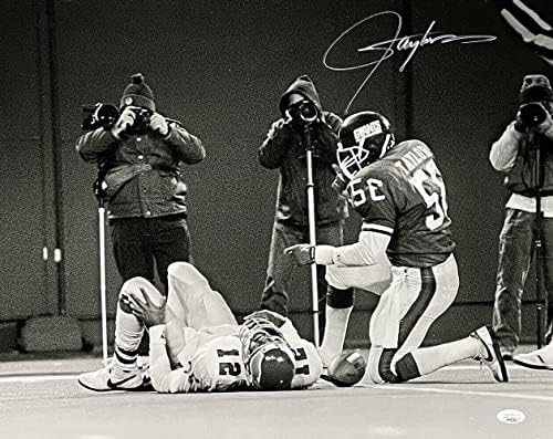 Lawrence Taylor assinou 16x20 Giants Sack vs Cunningham Photo JSA ITP - Fotos autografadas da NFL