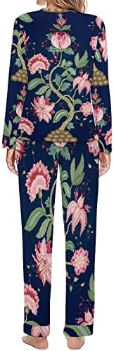 Pijama feminino de William Morris Conjunto de mangas compridas Terno de roupas de dormir PJS Lounge Set com bolso