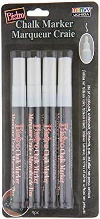 Uchida 4 White Fine Fine Tip Bistro Chalk Marker, 4 contagem