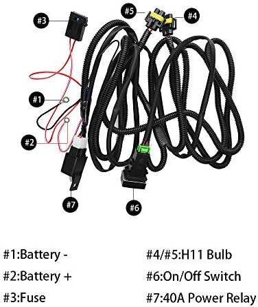 Huiqiaods H11 880 881 H9 Lâmpada de nevoeiro Fiação do arnês conector do fio de fio com relé 40a e kits de chave de interruptor