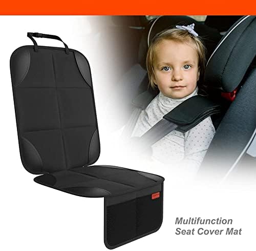LuckyBay Car Seat Protector, 2 pacote de protetor de assento infantil xl tamanho com preenchimento mais grosso, não deslizamento, 2 bolsos de malha, tecido durável, impermeável 600D, couro de PVC para bebê, crianças, animais de estimação