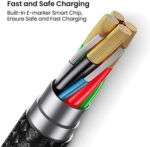 Wiredge 6.6ft/2m USB C para USB C Cabo 100W, 2 pacote USB Tipo C Fast Charger Cabelo Nylon Transferência de dados trançados para