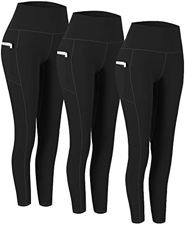 Fengbay 3 Pacote de calça de ioga de cintura alta, calças de ioga para mulheres barragem de controle de barragem de treino de