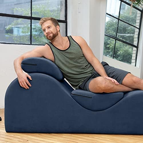 Avana Luvu espreguiçadeira - cadeira de lounge para ioga, exercício, massagem - espuma de alta densidade - feita nos EUA - azul