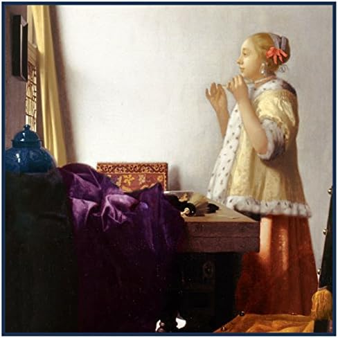 Orenco Originals Mulher um colar de pérolas Johannes Vermeer contou o padrão de ponto cruz