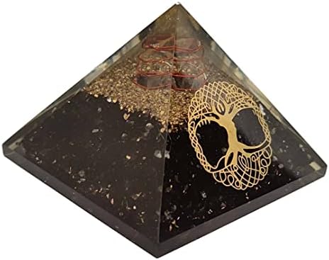 Sharvgun orgonita pirâmide preta turmalina bobina de cobre de cobre proteção de energia negativa cura cristal em pedra orgona pirâmide yoga meditação 65-75 mm