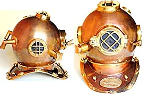 Coleção vintage antigo acabamento de cobre de capacete náuticos de bronze náutica