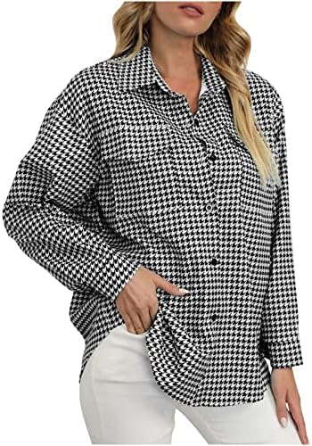 Camisas xadrezas tops para mulheres casuais de tamanho grande de camisa camisa jackets work work office blazers blusses