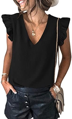 Blusa feminina vneck spandex tops para mulheres sem mangas bufle casual blouse de outono de verão 2023 roupas a9