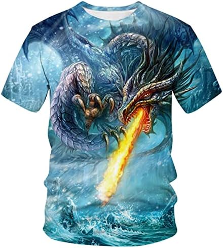 Srcnhim 3d Impresso Fantasy Dragon T-shirt Tops curtos Tops de verão Casual Casual Men Animal Sport T-Shirt Party Camiseta Casual