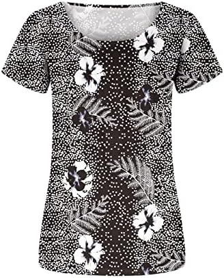 Moda feminina Floral Print Tunic Top Top Summer Floral Plouqued Roul Round Neck Sleeve Camisetas Blusa