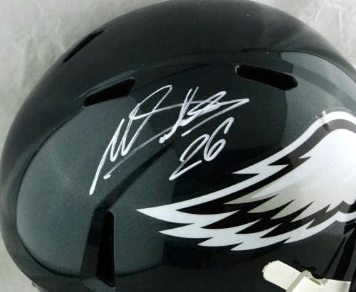 Miles Sanders Autographed Eagles Capacete de velocidade em tamanho real - JSA W Auth *White - Capacetes NFL autografados