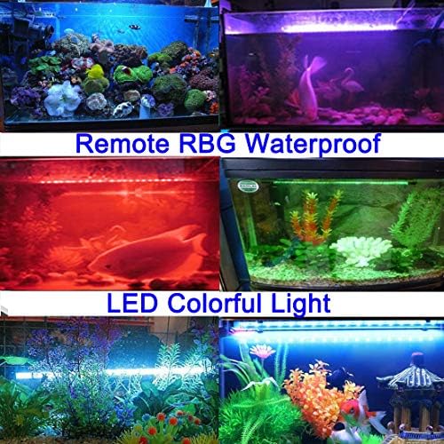 Luz de aquário LED de jacksuper, tanque de peixes de planta de recife leve à prova d'água de controle remoto submersível