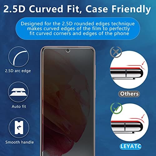 [2 +2 pacote] Protetor de tela de privacidade 2pack para Samsung Galaxy S21 +Protetor de lente da câmera 2Pack, filme de vidro