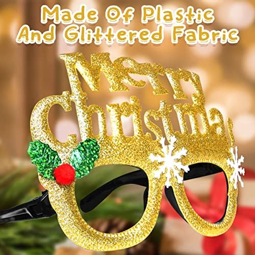 Quescu 12pcs copos de natal, óculos de festa de glitter orifícios de Natal, presentes para crianças, favores de festa de natal