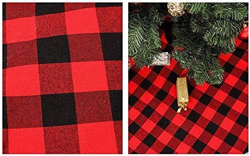 Pannow Christmas Tree Skirt Party Decoration tapete, 35 polegadas Vermelho e preto Buffalo Verifique a saia da árvore