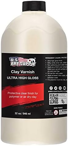 U.S. Art Supply Professional de alto brilho Paint Arte Topcoat & Clay Varnish, garrafa de 8 onças - acabamento protetor permanente