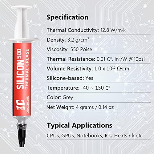 Pasta térmica do coolercube, pasta de composto térmico da CPU 4G, pasta de dissipador de calor para todos os refrigeradores, CPU, GPU, processador IC, alto desempenho baseado em carbono, material de interface térmica