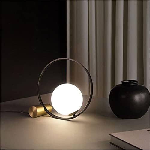 Iluminação kco lâmpada de mesa de mesa de mesa de vidro moderno lâmpada de mesa de cabeceira redonda com base metal de base de