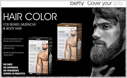 Betty Cubra sua cor cinza para homens para barba, bigode e cabelo - marrom escuro marrom
