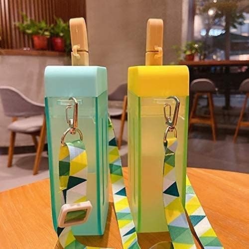 Vwey Garrafas de água fofas com palha, picolé de plástico criativo Garrafas de bebida, jarro transparente livre de BPA, alça