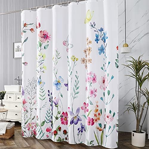 Fim de semana divertido 72 x72 Cortina de chuveiro floral poliéster à prova d'água, cortinas de chuveiro para banheiros