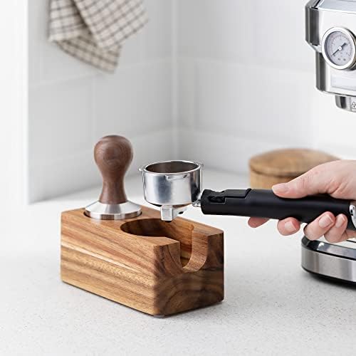 Navaris Wooden Coffee Tipers Station - suporte de violação de 58 mm para Acessórios para Máquinas de Espresso - PORTAFILTER DE Wood para cozinha, bar, restaurante, café