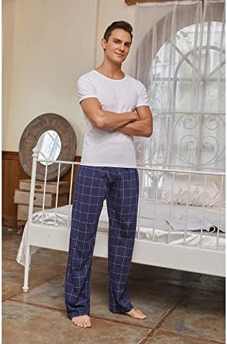 Calças de pijama de algodão masculino de vulcanodon, calças de sono leves com bolsos calças de pijama de lounge suave para homens