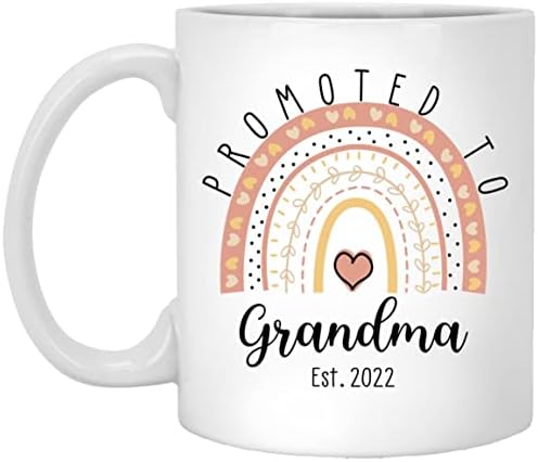 Promovido a vovó est 2022 caneca, anúncio de gravidez em café arco-íris para novamente, será uma avó, presentes do dia das mães 11oz,