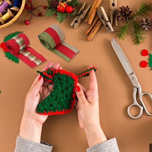 Bestoyard House Gifts 2 Rolls Plaid Burlap Ribbon Ação