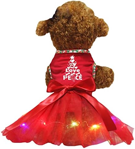 Petitebella Joy Love Peace Christmas Tree Puppy Dog Dress