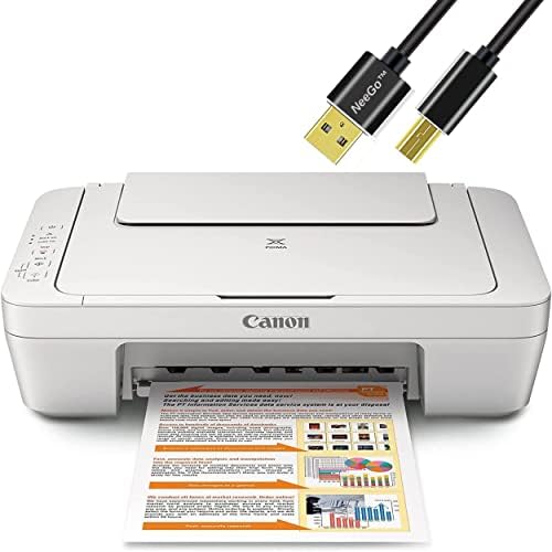 NEEGO Canon Pixma MG Series All-in-One Color Jet Printer, Print 3-em-1 Print, Scan e Copy ou Home Business Office, até 4800 x 600 resolução, modo de varredura automática, com cabo de 6 pés