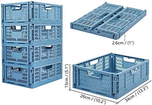 Caixas de armazenamento dobráveis ​​do organizador de gavetas plásticas Caixas de armazenamento dobráveis, recipientes de cesta de armazenamento dobrável de 4 pacotes Organizador de brinquedos para o escritório da casa gaveta de cozinha de quarto retirada sob a cama azul