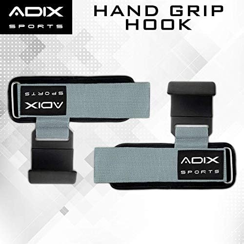 ADIX Sports- Ganchos de levantamento de peso Grip- revestimento de borracha sem deslizamento, costura dupla com neoprene