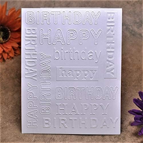 Ddoujoy Feliz aniversário Background Plástico Pastas de relevo para fabricação de cartões de cartão e outros artesanato em papel 3010938