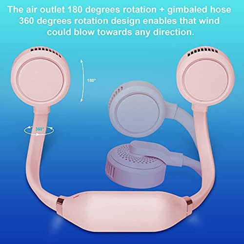 Ventilador de pescoço portátil de Yeeboo, ventilador pessoal recarregável sem mãos com 4000mAh 360 ° Rotação 3 velocidades de