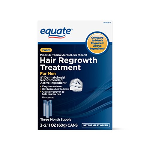 Equate - Tratamento de regenharia de cabelo para homens, minoxidil 5%, espuma tópica de aerossol, suprimento de 3 meses