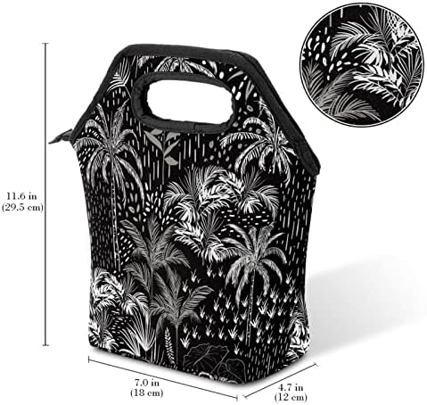 Lancheira isolada, preto Tropical Palm Jungle Tree Reutiler Cooler Kit térmico à prova d'água com zíper suave, lancheira