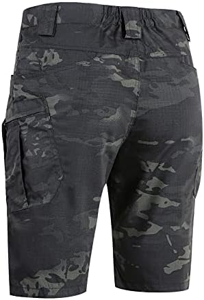 Surquito de carga masculina Summer Casual Camuflage Twill Relaxed Fit Work Use Carga xadrez à prova d'água Calças de cinco pontos