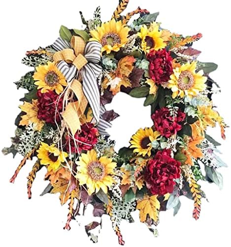 Geltdn 40cm Gradeira de girassol Flor de boas -vindas Sinal pendurado decoração da porta da frente para festa em casa