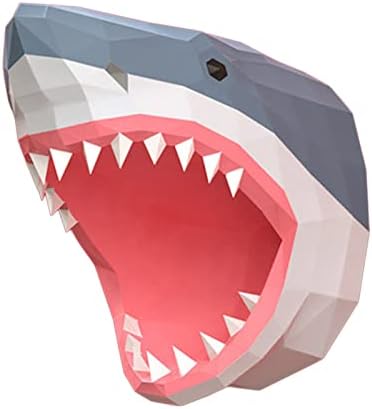 WLL-DP Cabeça de tubarão Look Diy Paper Trophy 3D Decoração de parede geométrica Escultura de papel criativo modelo