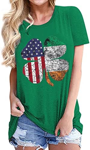 Camisa do dia de S.Patrick para mulheres tops shamrock tops lotos de trevo de trevo blusa de manga curta o pescoço camisetas